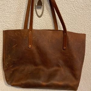 Brown Leather tote Go Forth Goods